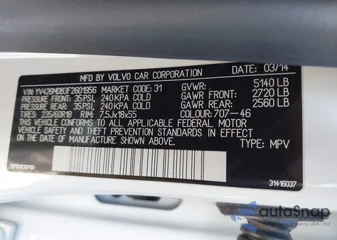 2015 Volvo Xc60 T5 Premier from USA, damaged, VIN YV426MDB3F2601956